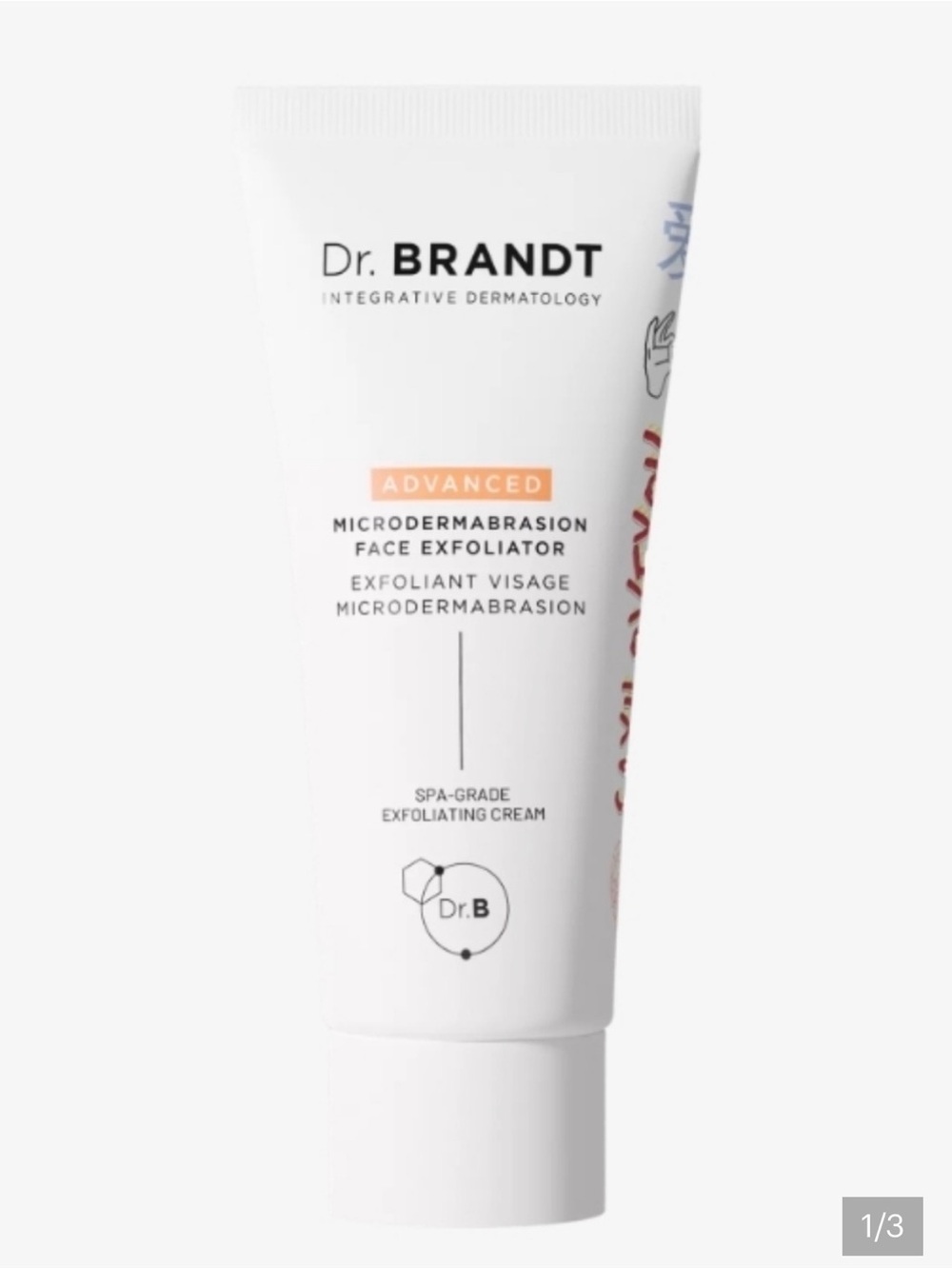 Dr. Brandt Facial Exfoliator Tube - White with Peach Accent